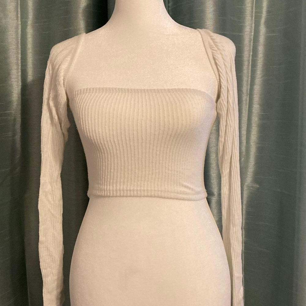 White Acubi-style long sleeve top